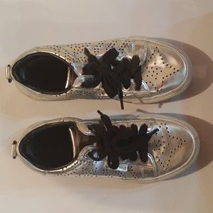 Kendal and Kylie silver sneakers